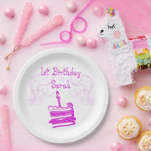 Borden van het eerste jaardagboek voor meisjes papieren bordje (Feest)