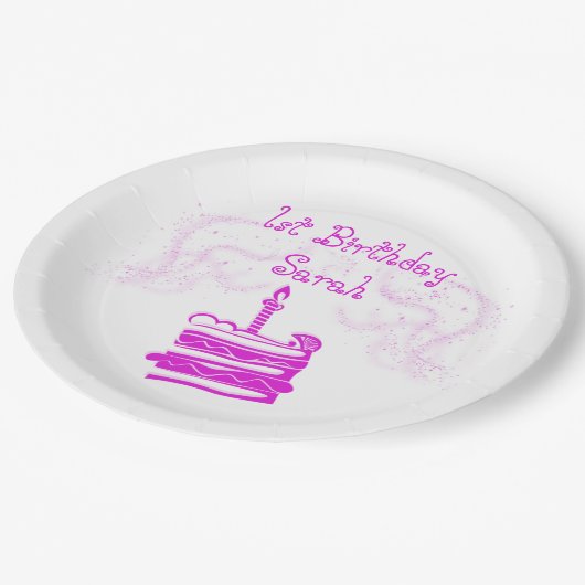 Borden van het eerste jaardagboek voor meisjes papieren bordje (Gekanteld)