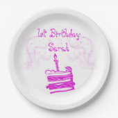 Borden van het eerste jaardagboek voor meisjes papieren bordje (Voorkant)