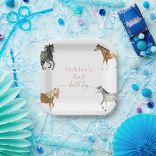 Borden van het paardenverjaardagsfeest papieren bordje (Feest)