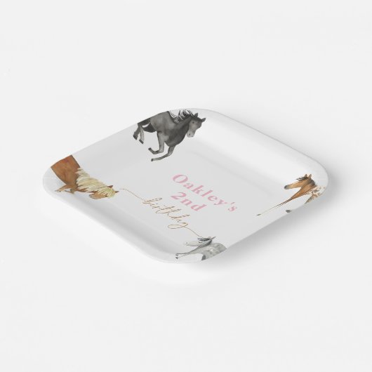 Borden van het paardenverjaardagsfeest papieren bordje (Gebogen)