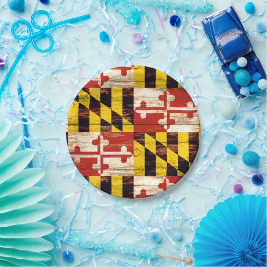 Borden van hout van de vlag van Maryland Papieren Bordje (Feest)