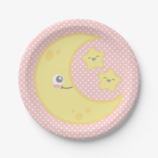 Borden van Kawaii Moon en Stars Paper Papieren Bordje