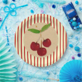 Borden van kersen en stripes papieren bordje (Feest)