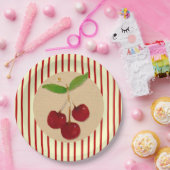 Borden van kersen en stripes papieren bordje (Feest)