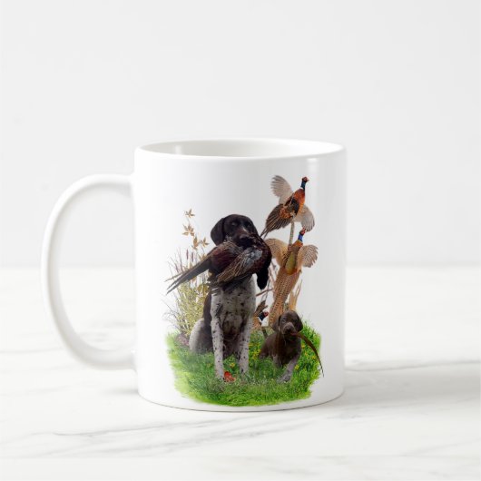 Borden van kortharder pointer-sticker koffiemok (Links)