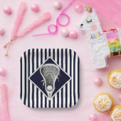 Borden van Lacrosse Navy Blue Party Paper Papieren Bordje (Feest)