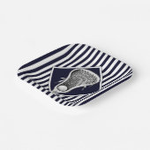 Borden van Lacrosse Navy Blue Party Paper Papieren Bordje (Gebogen)