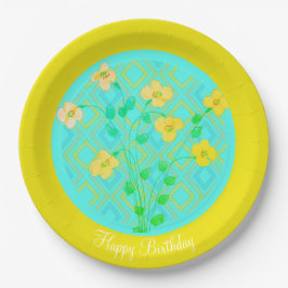 Borden van Limoen en Blauwgroen gestreken papier Papieren Bordje