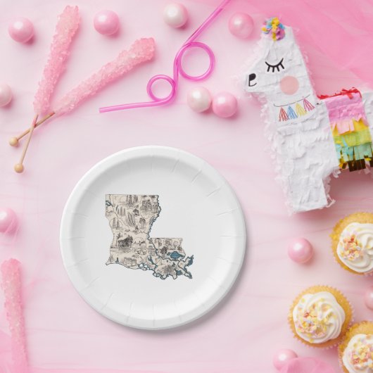 Borden van Louisiana Afbeelding Map Paper Papieren Bordje (Feest)
