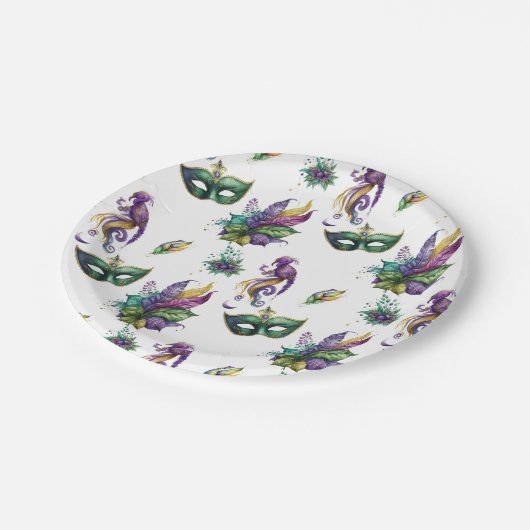 Borden van Mardi Gras Geïnspireerd papier Papieren Bordje (Gekanteld)