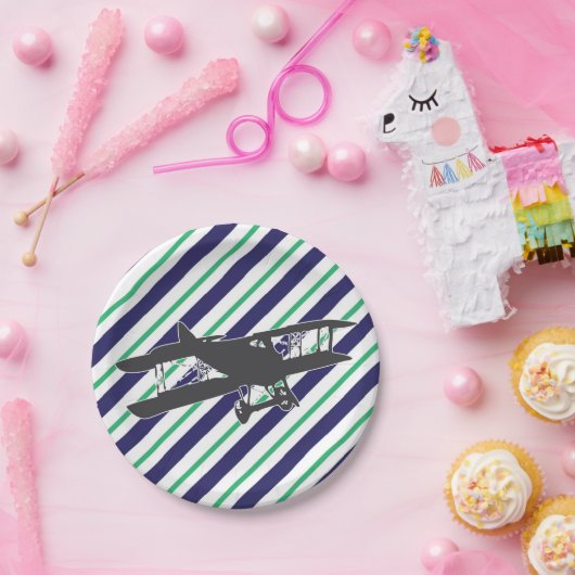 Borden van marinevliegtuigen en groenvliegtuigen v papieren bordje (Feest)