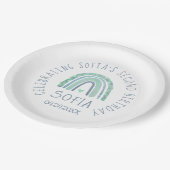 Borden van mint-groen en blauw toonboho-regenboogp papieren bordje (Gekanteld)