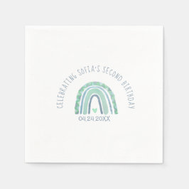 Borden van mint-groen en blauw toonboho-regenboogp servet