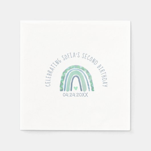 Borden van mint-groen en blauw toonboho-regenboogp servet (Voorkant)