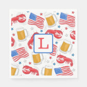 Borden van Monogram Lobster Beer Flag Star Paper Servet (Voorkant)