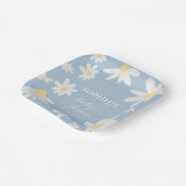 Borden van mosterd blauw Boho Daisy Flower Paper Papieren Bordje (Gebogen)