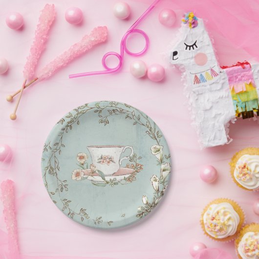 Borden van natuurbloemthee papieren bordje (Feest)