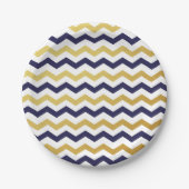 Borden van Navy Blue en Gold Chevron Pattern Papieren Bordje (Voorkant)