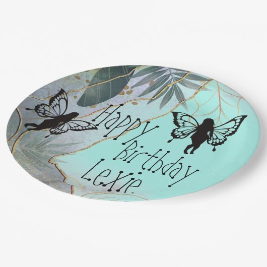 Borden van olievlekken met fantasy Fairies Paper Papieren Bordje (Gekanteld)