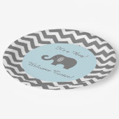 Borden van olifant baby shower in ijzerdruk papieren bordje (Gekanteld)
