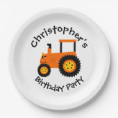 Borden van Oranje tractorpapier Papieren Bordje (Voorkant)