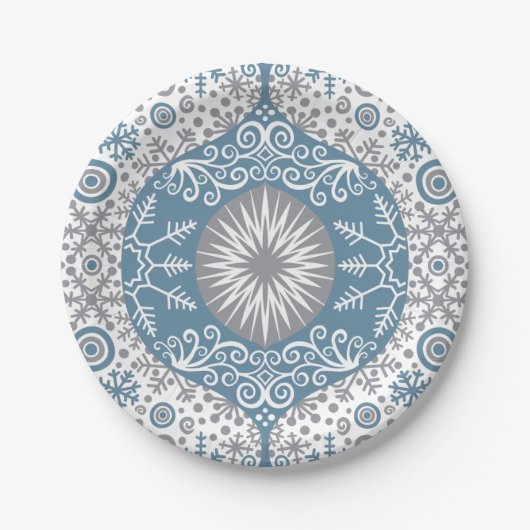 Borden van ornament- en winterpapier papieren bordje (Voorkant)