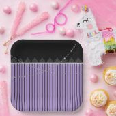 borden van Paars- en zwarte strepen Papieren Bordje (Feest)