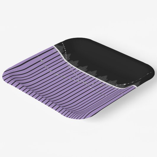 borden van Paars- en zwarte strepen Papieren Bordje (Gebogen)