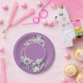 Borden van Paars Floral - Bindende Borden Papieren Bordje (Feest)