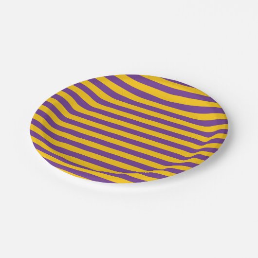 Borden van Paarse en goudstrips Papieren Bordje (Gekanteld)