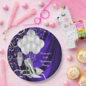 Borden van Paarse zilverschoen Papieren Bordje (Feest)