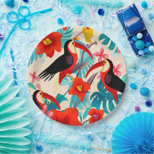 Borden van papierfeesten met tropische Toucans Papieren Bordje (Feest)