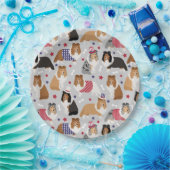 Borden van patriottisch Sheltie Shetland Sheepdog Papieren Bordje (Feest)