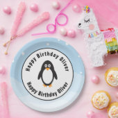 Borden van Penguin-verjaardagsfeest met sneeuwscèn Papieren Bordje (Feest)