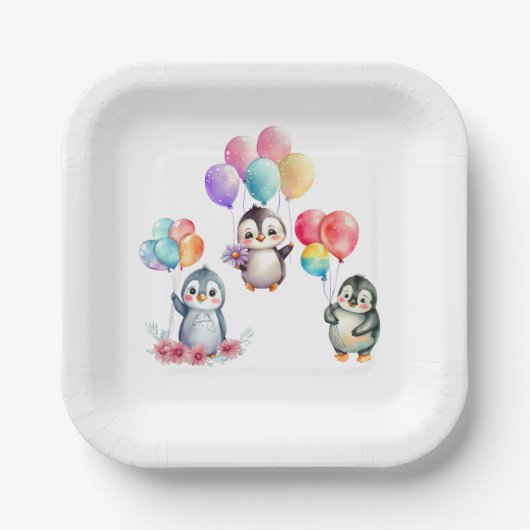 Borden van pinguïnpapier papieren bordje (Voorkant)