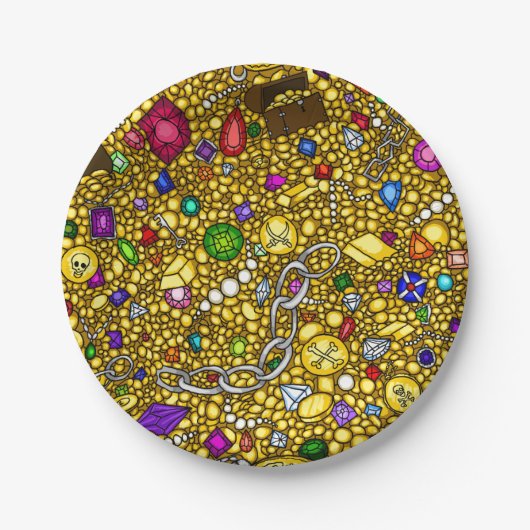 Borden van piraatpapier voor schatkistpapier papieren bordje (Voorkant)