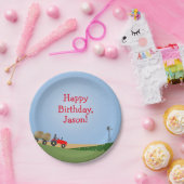 Borden van Red Tractor Party Papieren Bordje (Feest)