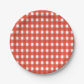 Borden van rood gingham-papier papieren bordje (Voorkant)