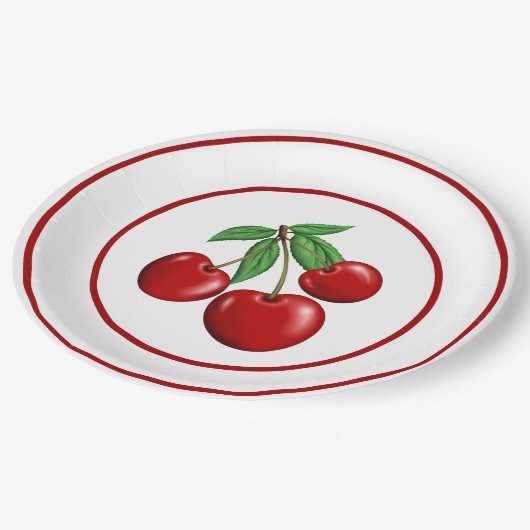 Borden van rood kersen papieren bordje (Gekanteld)