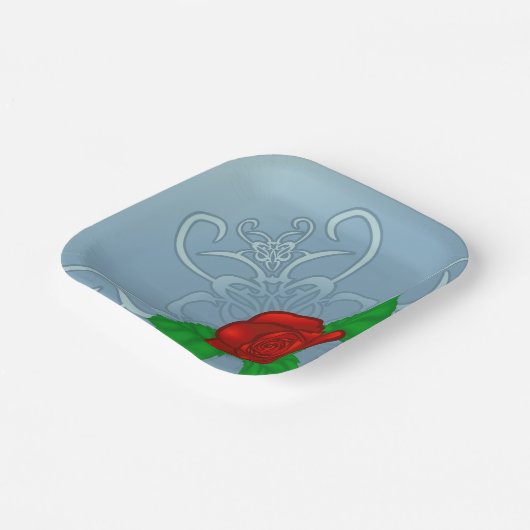 Borden van rood rozenpapier papieren bordje (Gebogen)