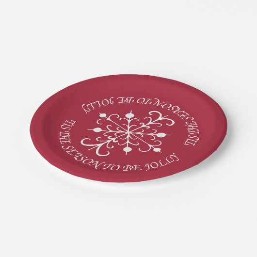 Borden van rood sneeuwvlokpapier papieren bordje (Gekanteld)