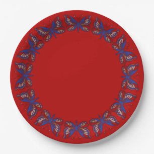 Borden van rood wit blauw vlinderrood papier papieren bordje