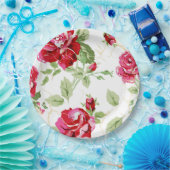 Borden van roodroos en klassiek wit papier papieren bordje (Feest)