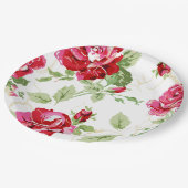 Borden van roodroos en klassiek wit papier papieren bordje (Gekanteld)