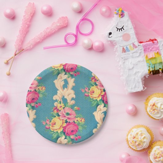 Borden van roos en rollen, van papier papieren bordje (Feest)