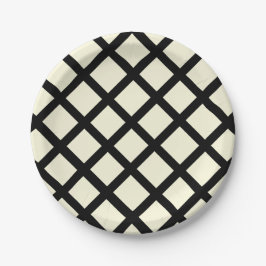 Borden van roosterpapier (crème en zwart) papieren bordje