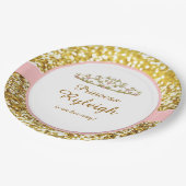 Borden van roze en goudprinses papieren bordje (Gekanteld)