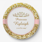 Borden van roze en goudprinses papieren bordje (Voorkant)
