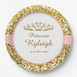 Borden van roze en goudprinses papieren bordje